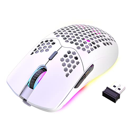 XINMENG Wireless Gaming Mouse Lightweight Honeycomb Design - White